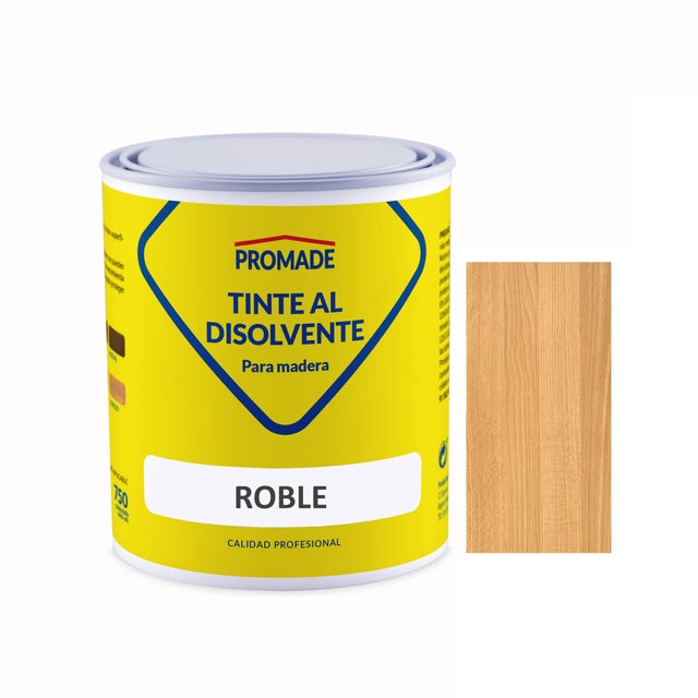 Tinte de madera interior PROMADE en color roble, acabado mate para mobiliario líquido de 375 ml. Base disolvente.