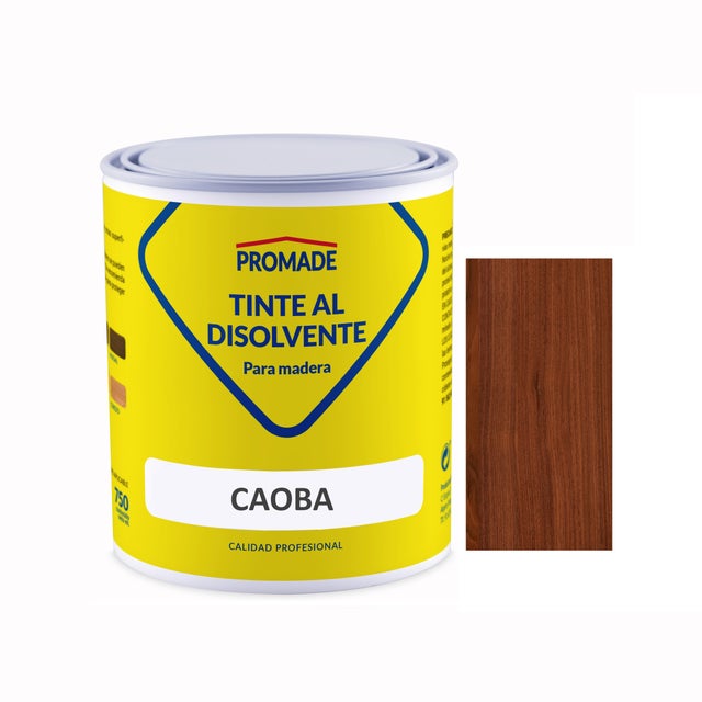 Tinte de madera interior PROMADE en color caoba, acabado mate para mobiliario líquido de 375 ml. Base disolvente.