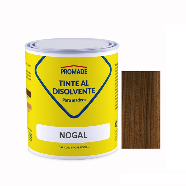 Tinte de madera interior PROMADE en color nogal, acabado mate para mobiliario líquido de 375 ml. Base disolvente.