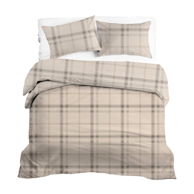 Copripiumone doppio percalle, Mottola beige in cotone 255 x 240 cm