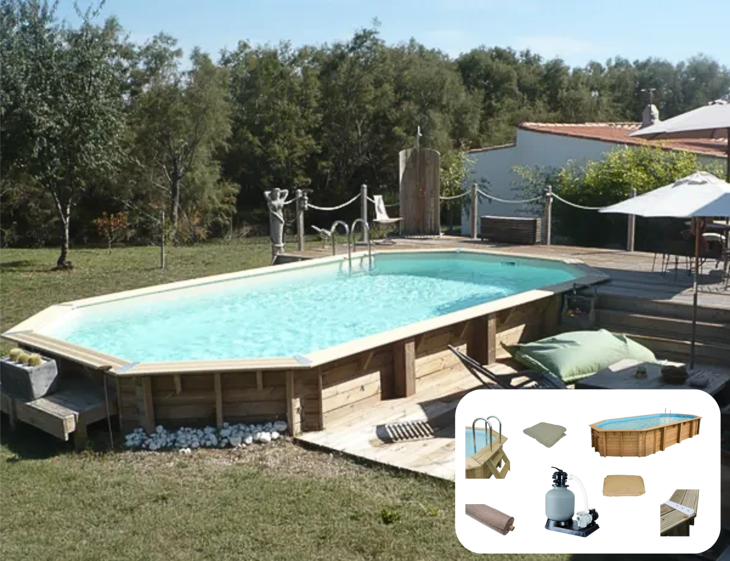 Piscine Hors Sol Bois Ouessant Beige Ubbink Octogonale L X L X H M Leroy Merlin