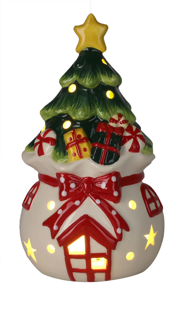 Choinka ceramiczna 20cm świecąca LED