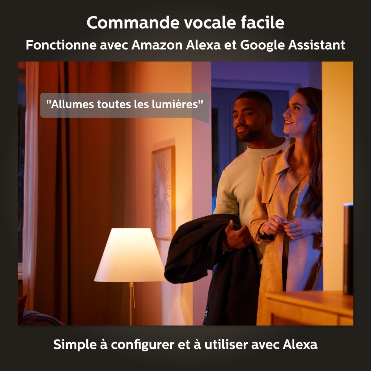 3 ampoules led connectées E27, 60W, variations de blanc et couleurs, PHILIPS HUE - 8