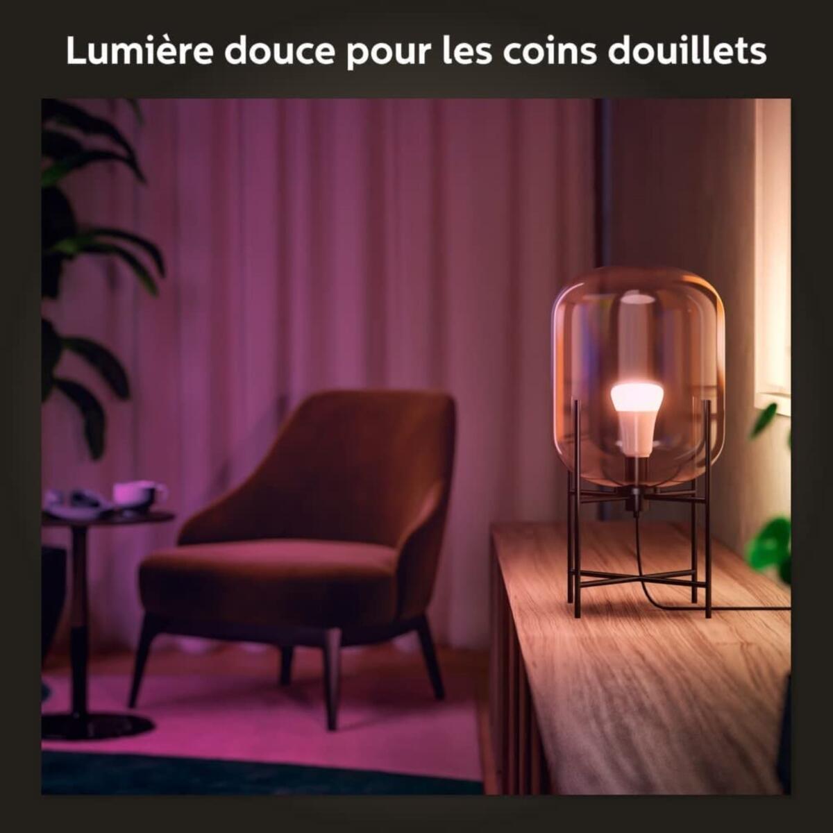 3 ampoules led connectées E27, 60W, variations de blanc et couleurs, PHILIPS HUE - 4