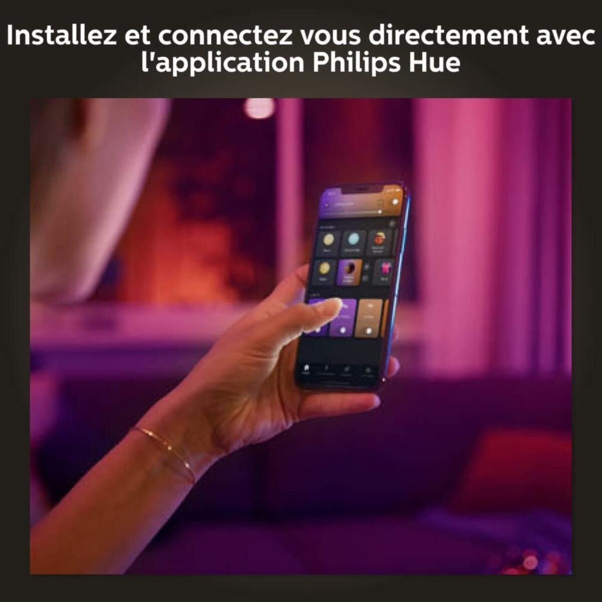 3 ampoules led connectées E27, 60W, variations de blanc et couleurs, PHILIPS HUE - 6