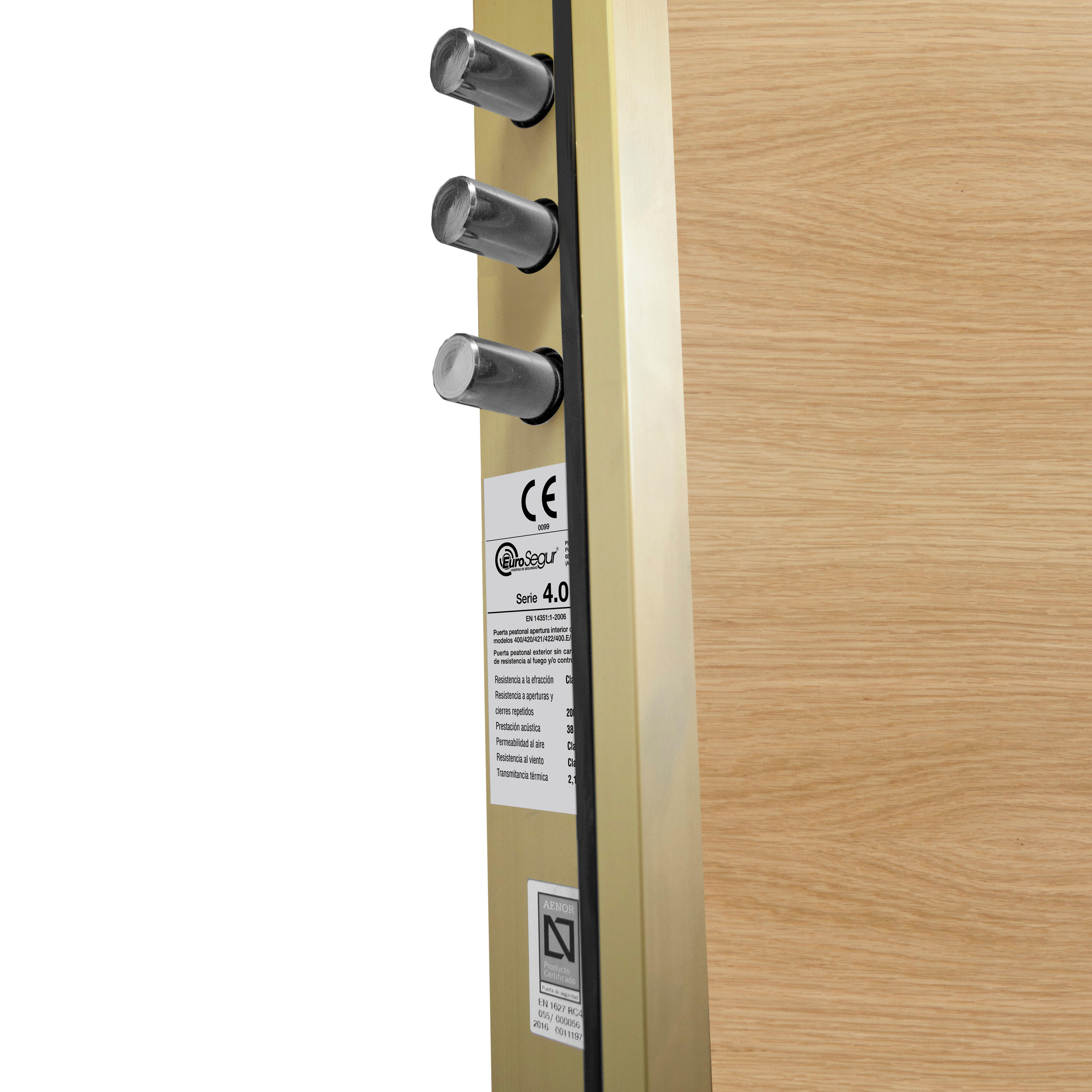 Puerta de entrada acorazada serie 400 fresada roble / interior Viena fresada roble apertura derecha 208x90.3cm - 15