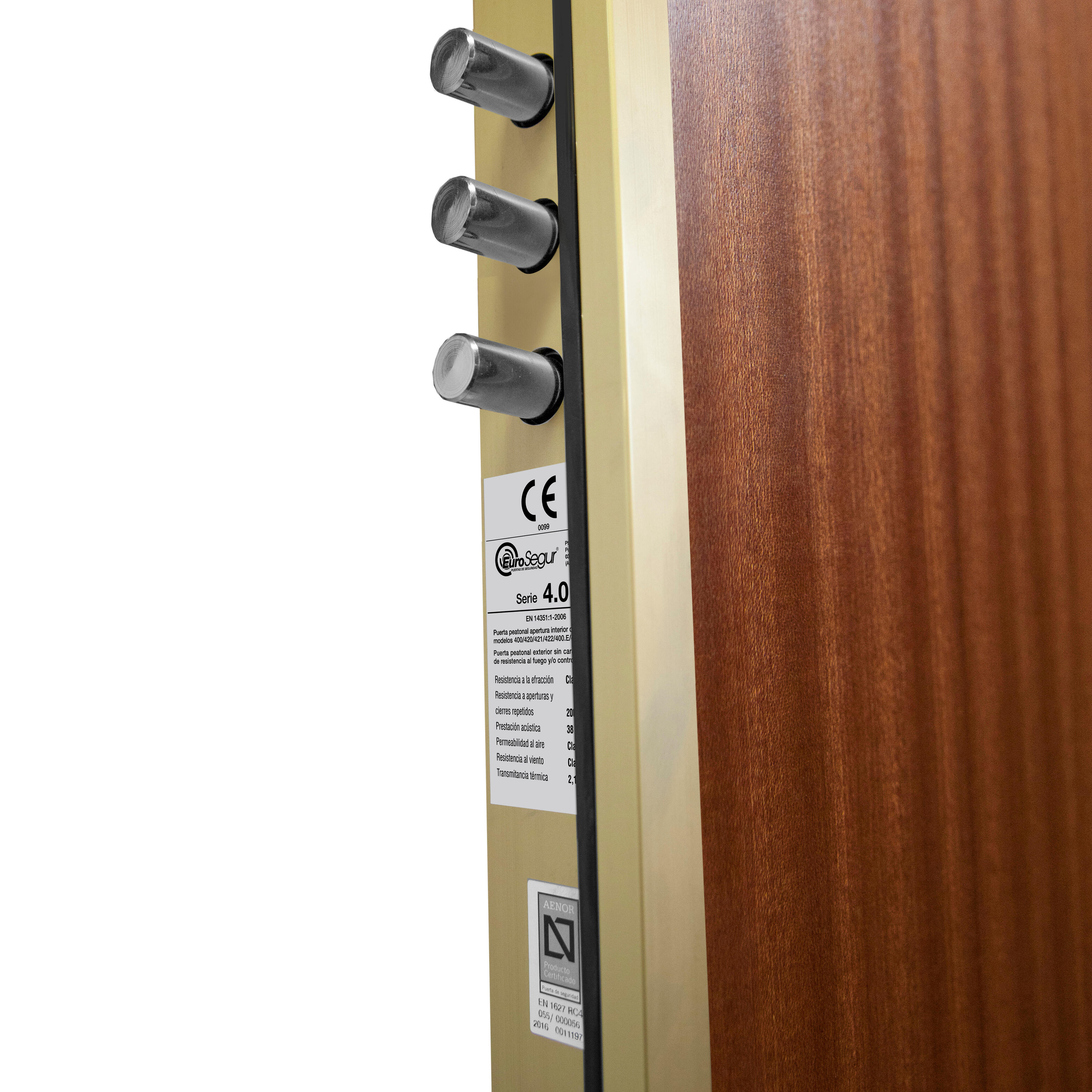 Puerta de entrada acorazada serie 400 liso sapelly / interior liso sapelly apertura izquierda 208x90.3cm - 17