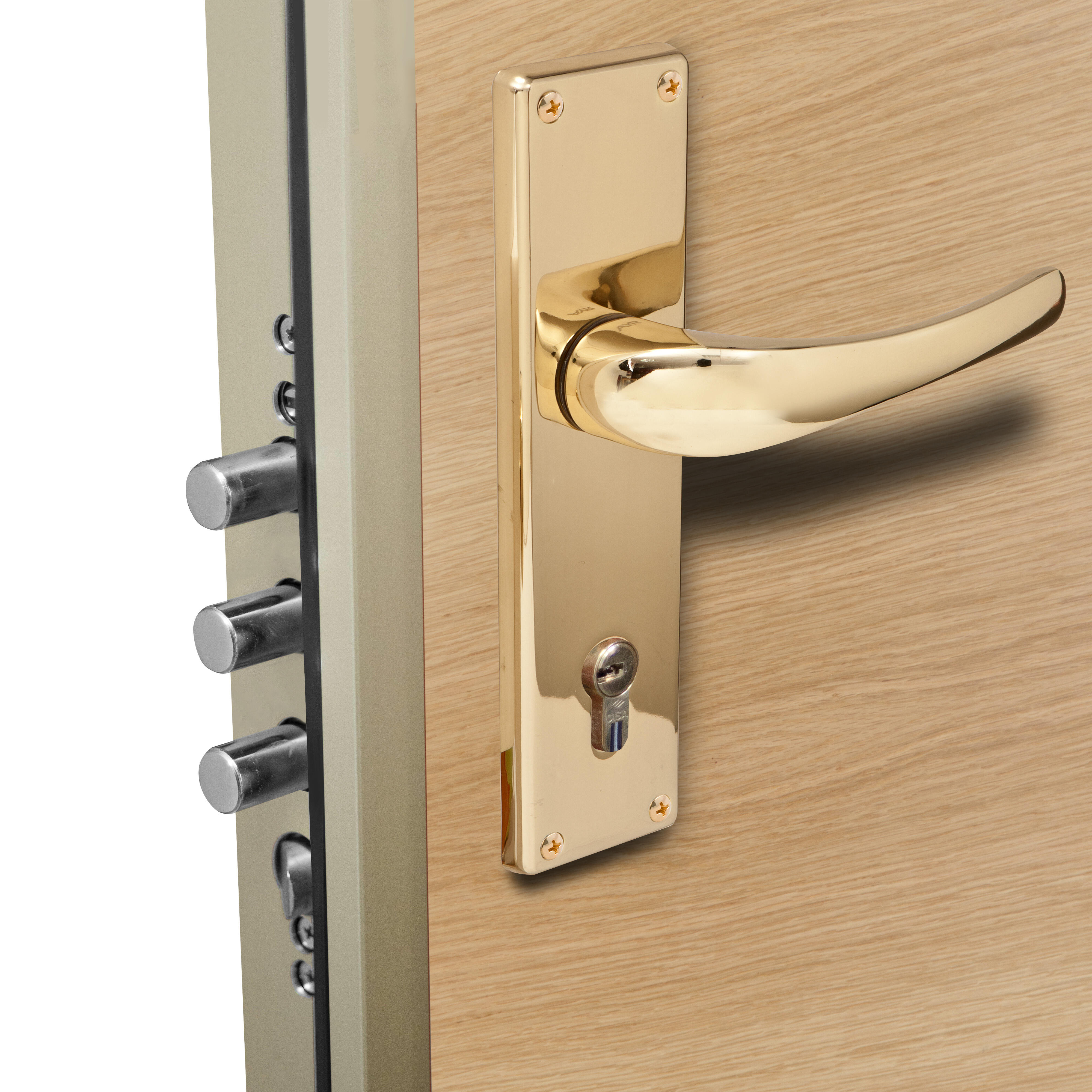 Puerta de entrada acorazada serie 400 fresada roble / interior Viena fresada roble apertura derecha 208x90.3cm - 8