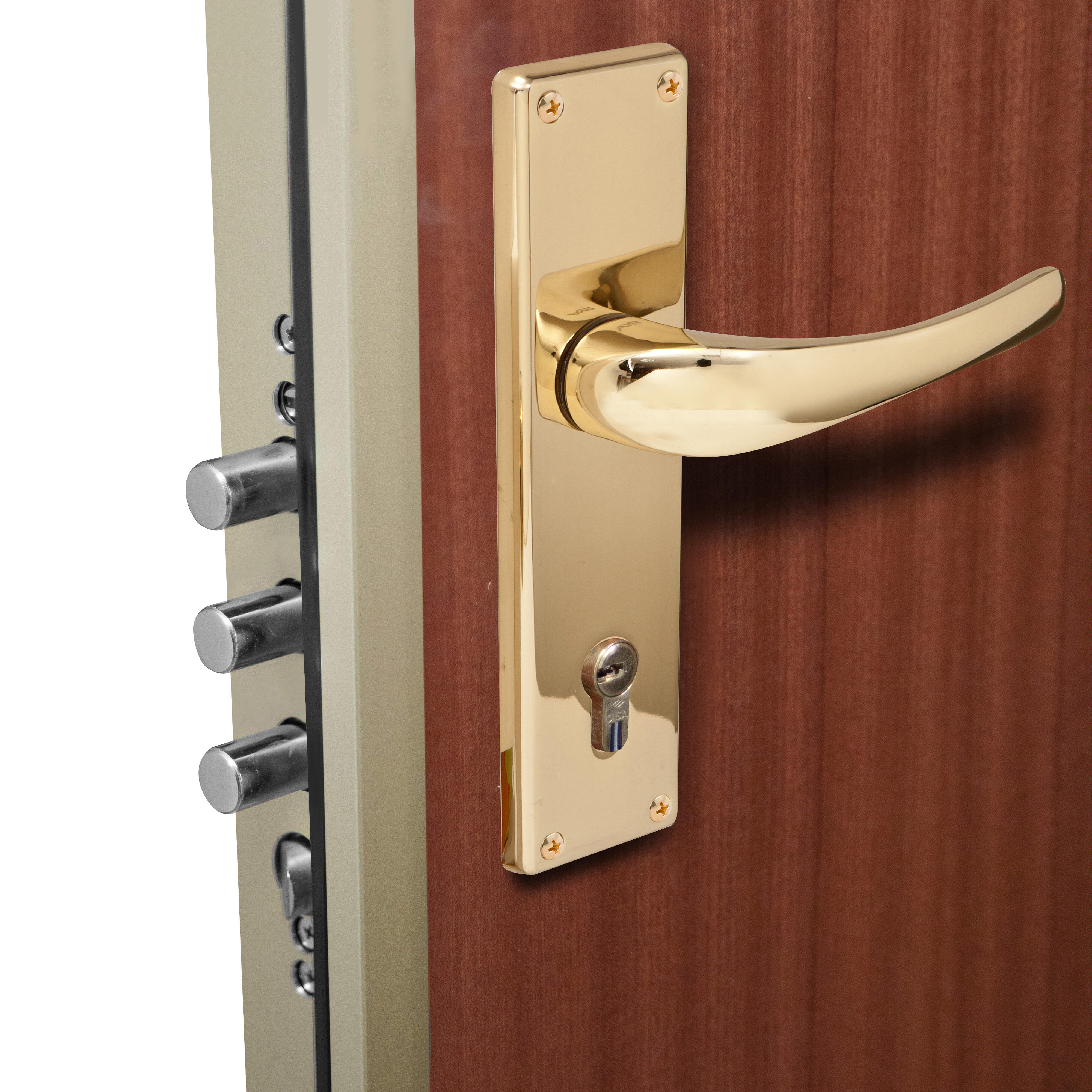 Puerta de entrada acorazada serie 400 liso sapelly / interior liso sapelly apertura izquierda 208x90.3cm - 8
