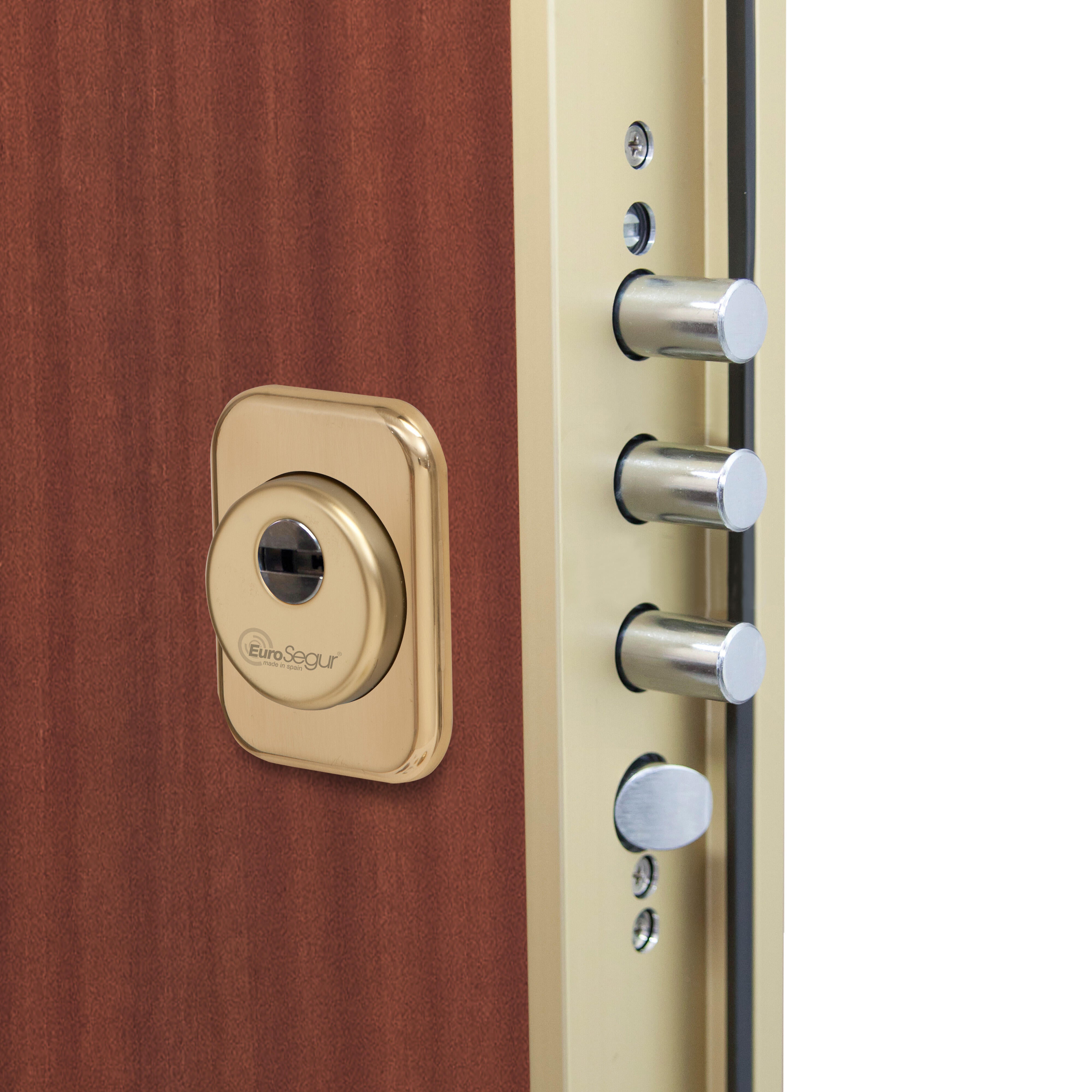 Puerta de entrada acorazada serie 400 liso sapelly / interior liso sapelly apertura izquierda 208x90.3cm - 6