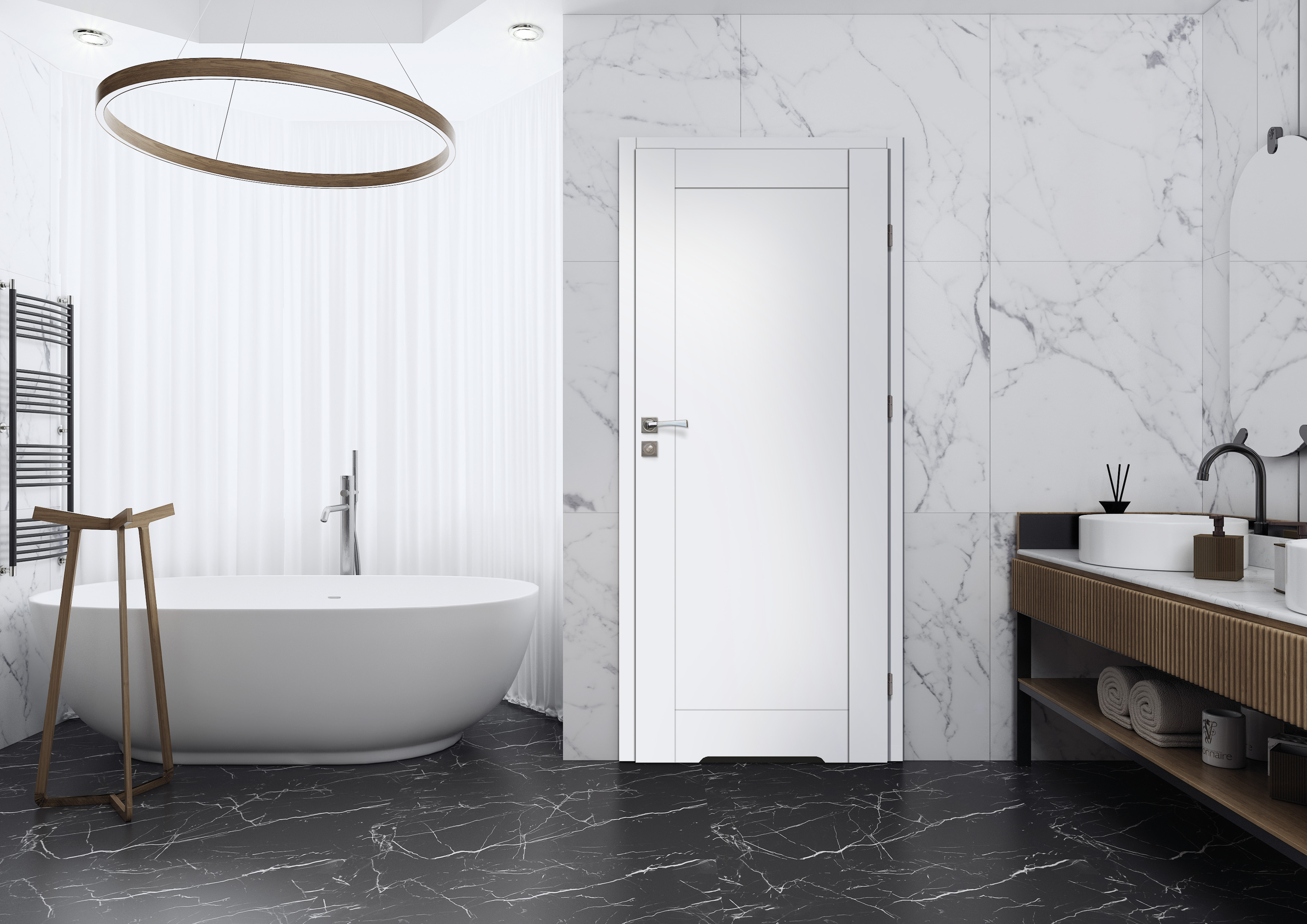 Drzwi wewnętrzne łazienkowe z podcięciem wentylacyjnym Mondo 70 lewe białe - 4