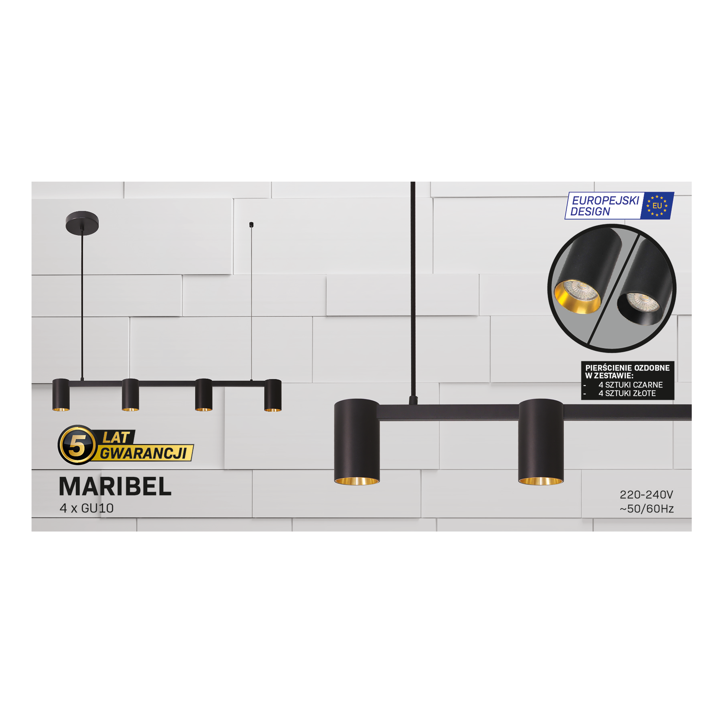 Lampa wisząca Maribel czarna 4 x GU10 Goldlux - 8