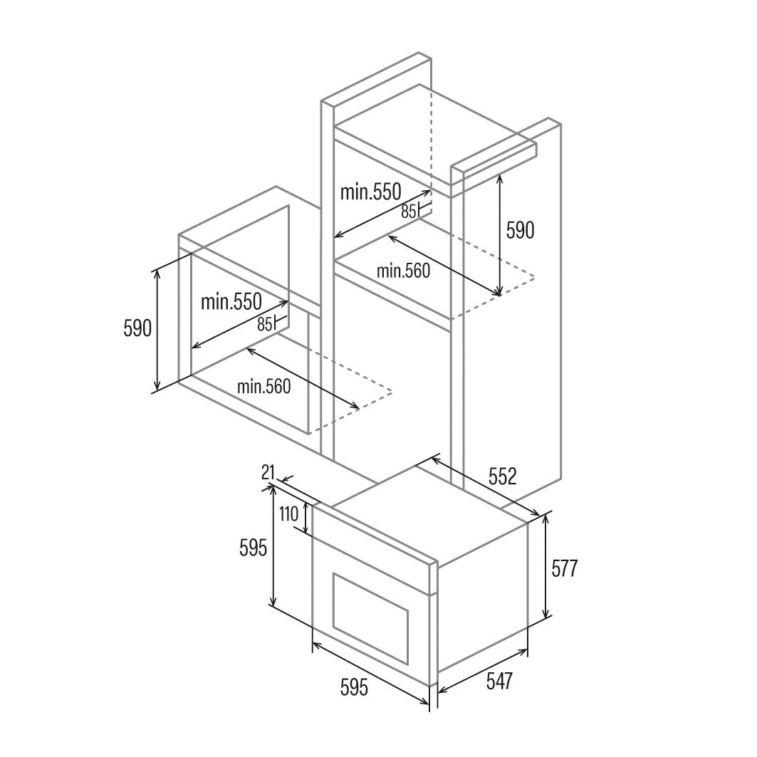 Horno CATA SES 7104X eléctrico 78 litros Aqualisis inox Clase A - 2