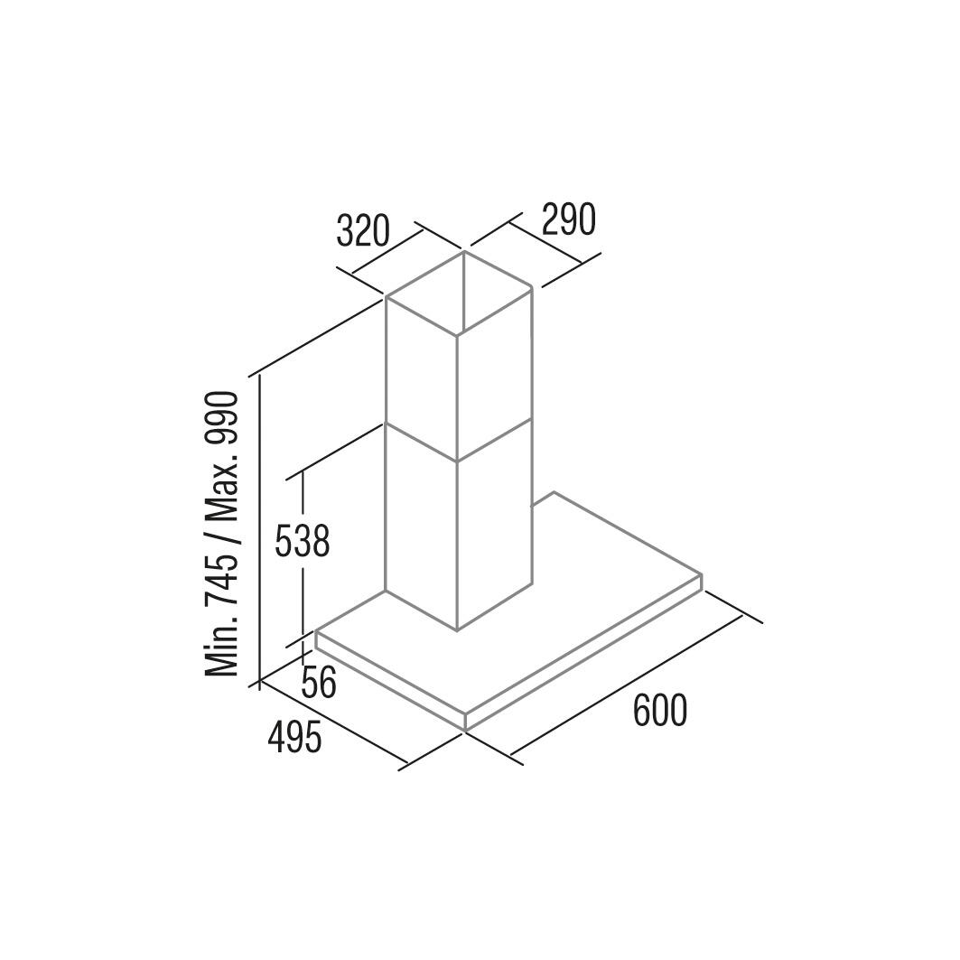 Campana decorativa CATA SYGMA 6010X con 4 velocidades 60 cm 802 m/h inox clase A - 2