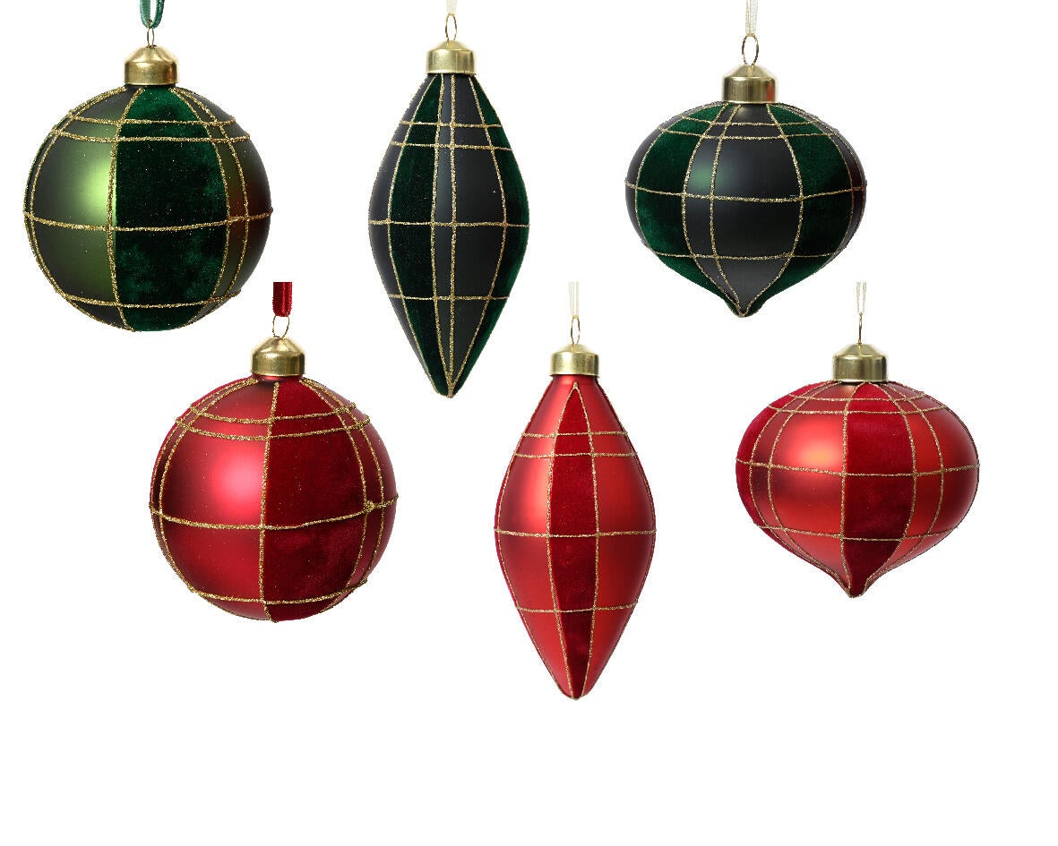 Bola de cristal terciopelo rojo verde 8 cm - 5