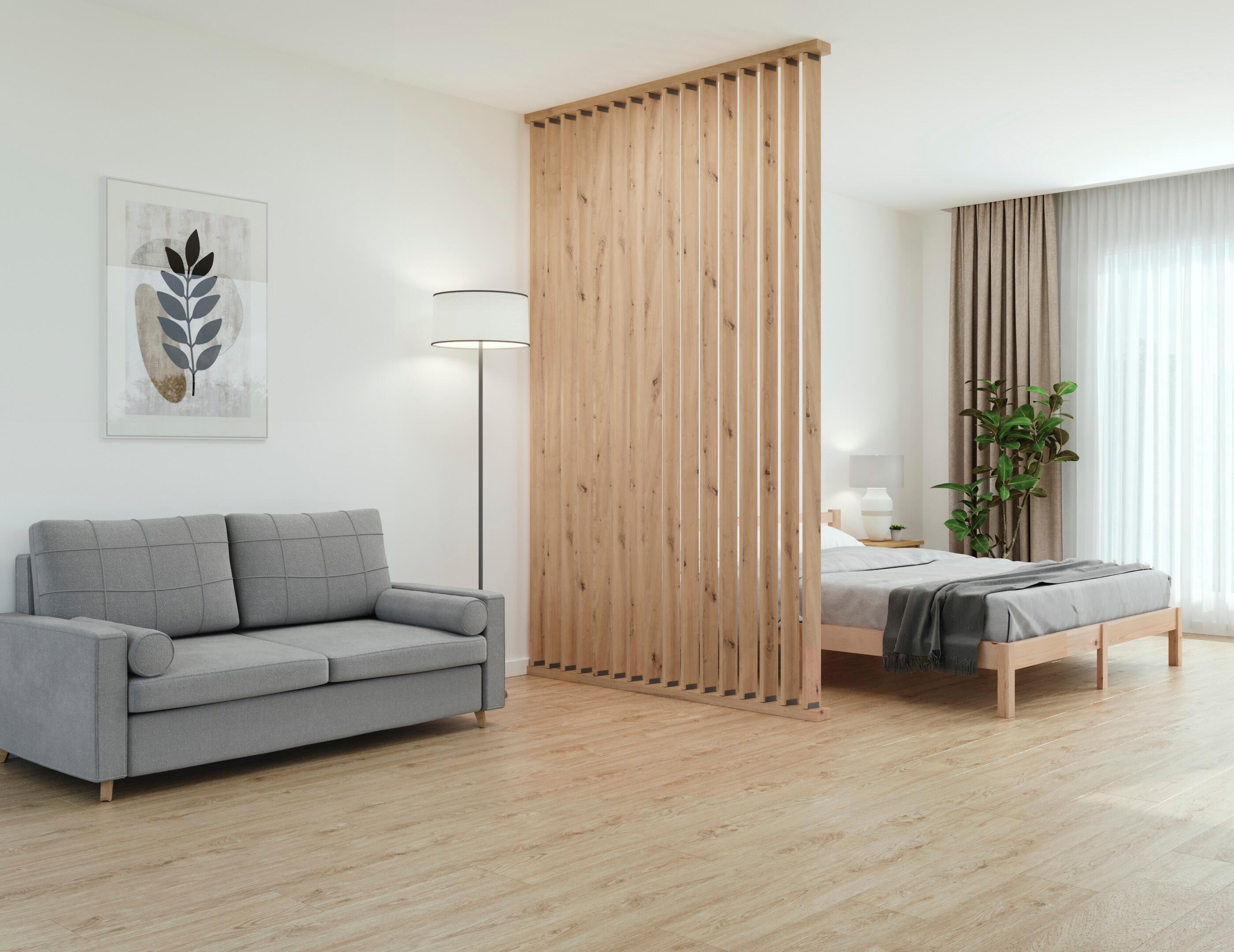 Separador de ambiente recortable madera roble lamas giratorias medida 50x250cm - 2