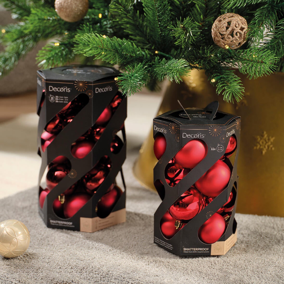 Sfera natalizia in polistirene bordeaux Ø 6 cm confezione da 12 pezzi - 2