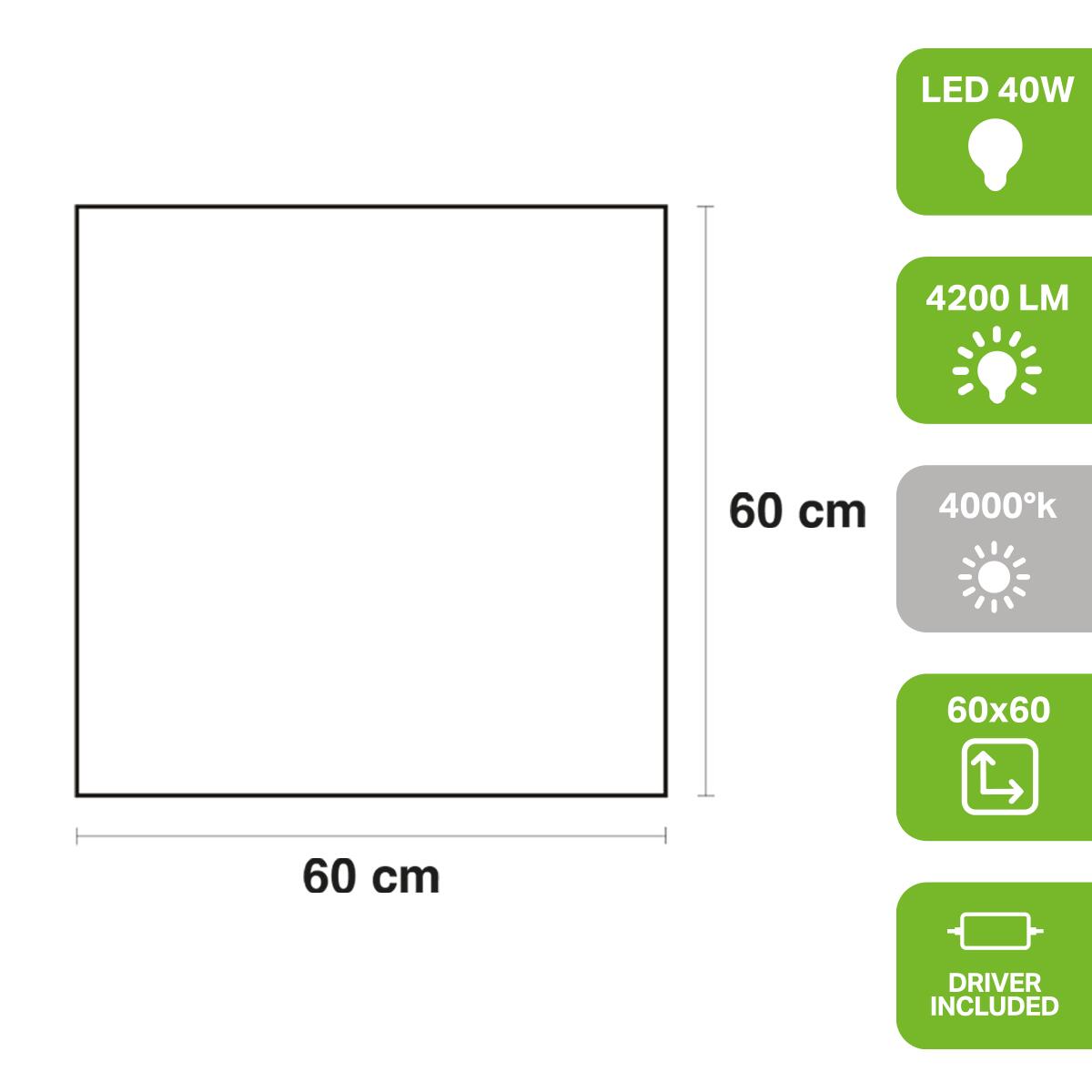 Pannello LED PANEL 40 bianco 59.5x59.5 cm luce naturale 4200 LUMEN - 4