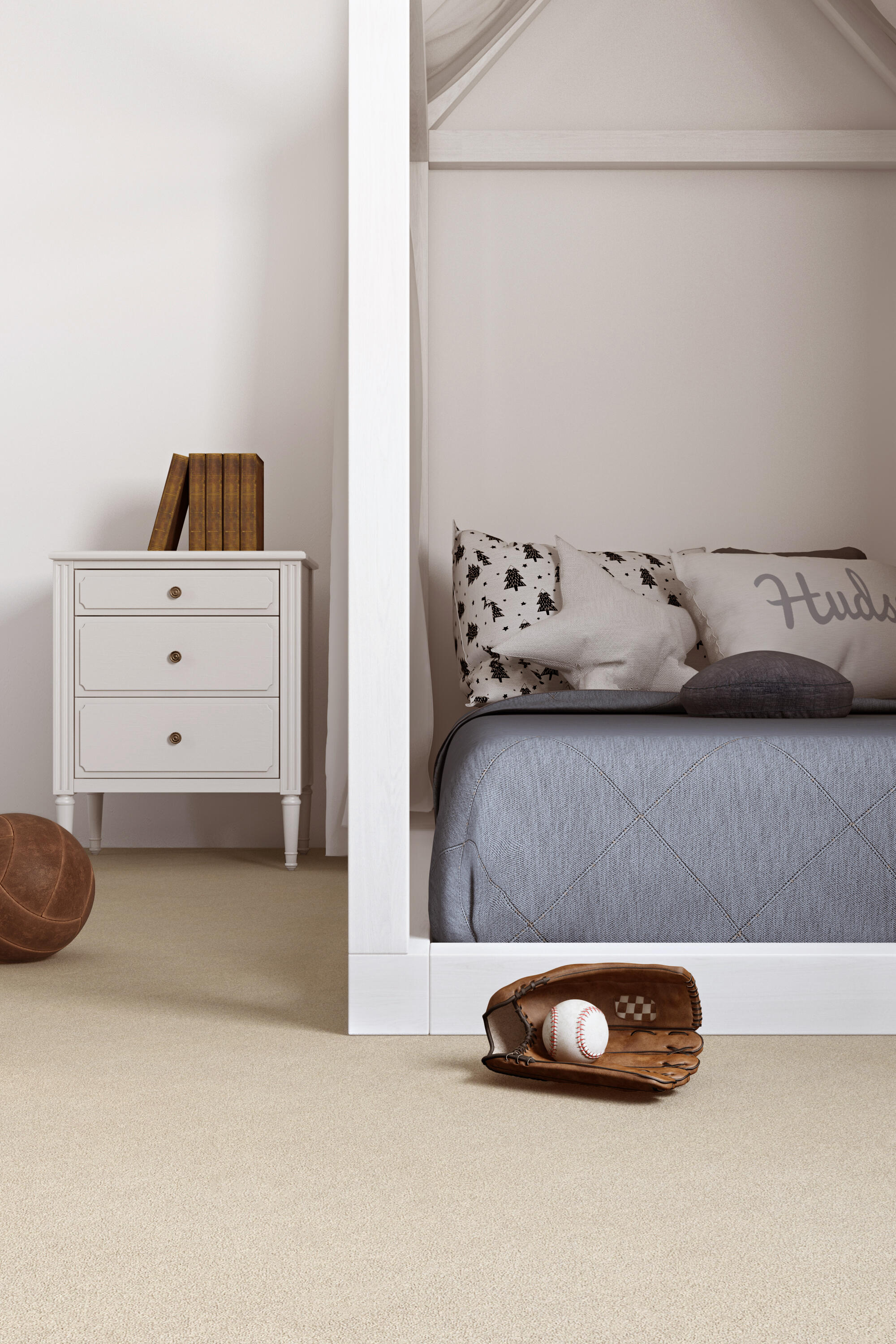 Moquette tufté uni beige, rouleau l.4 m - 2