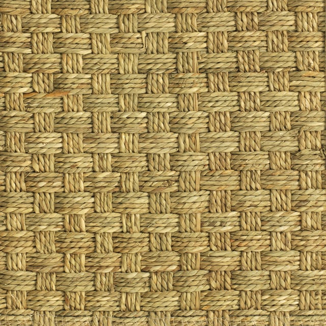 Jonc de mer structuré beige, Damier fin, rouleau l.4 m