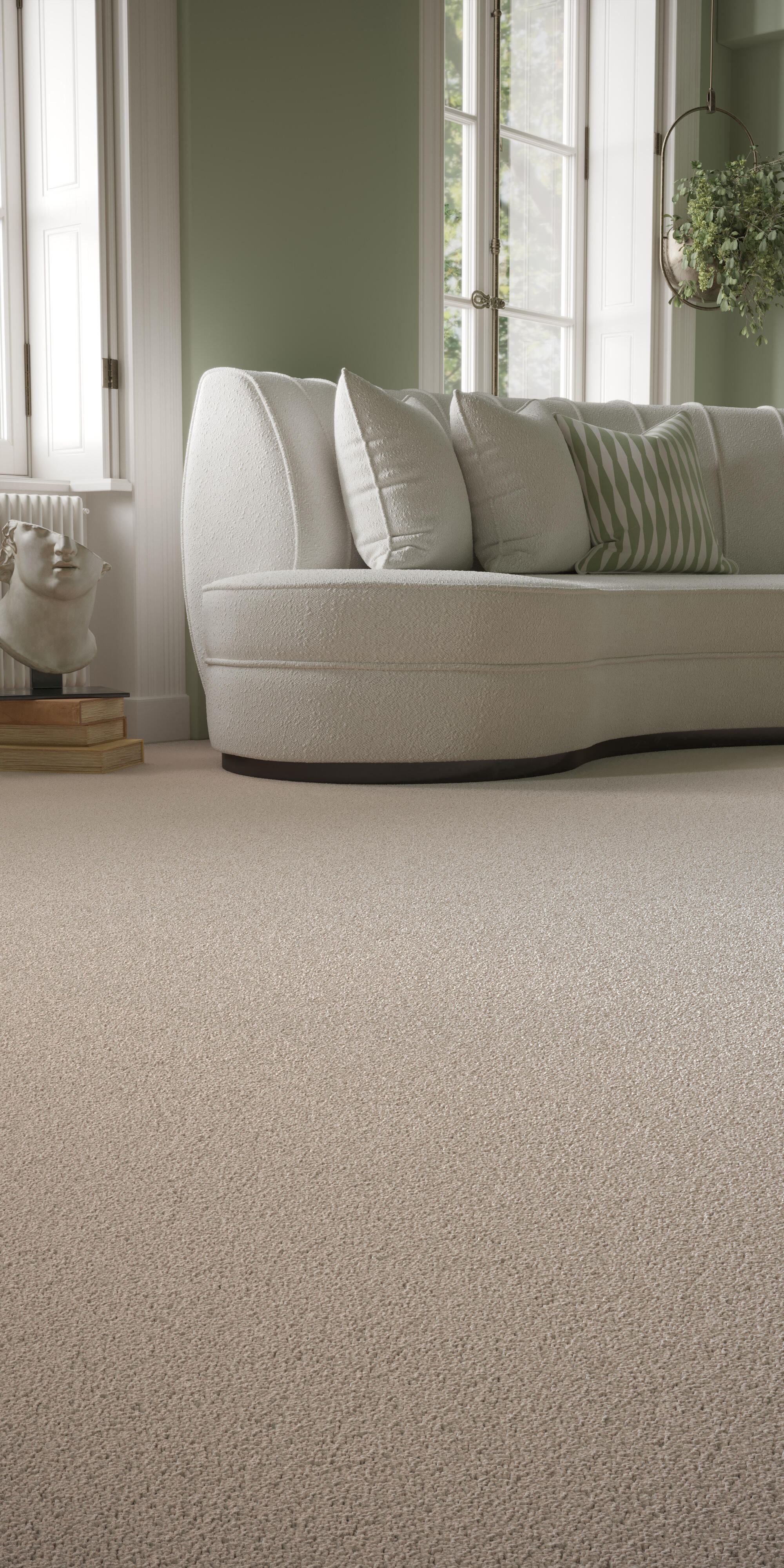 Moquette tufté uni beige, rouleau l.4 m - 2