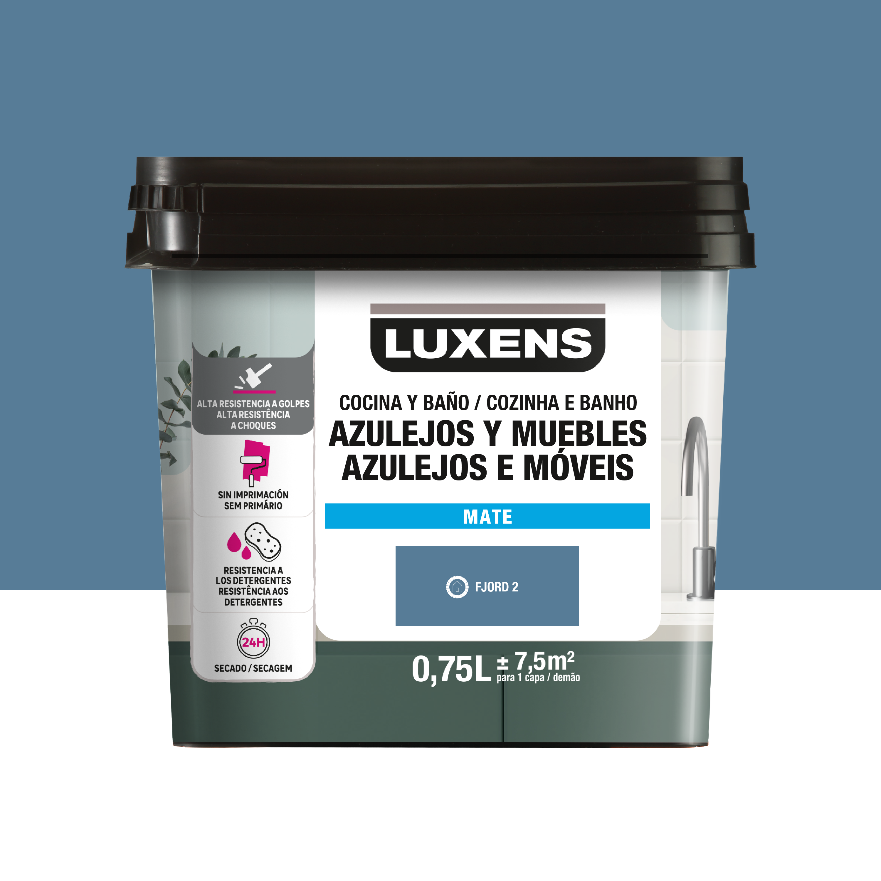 Esmalte muebles y azulejos de cocinas y baños mate luxens 750ml fjord 2