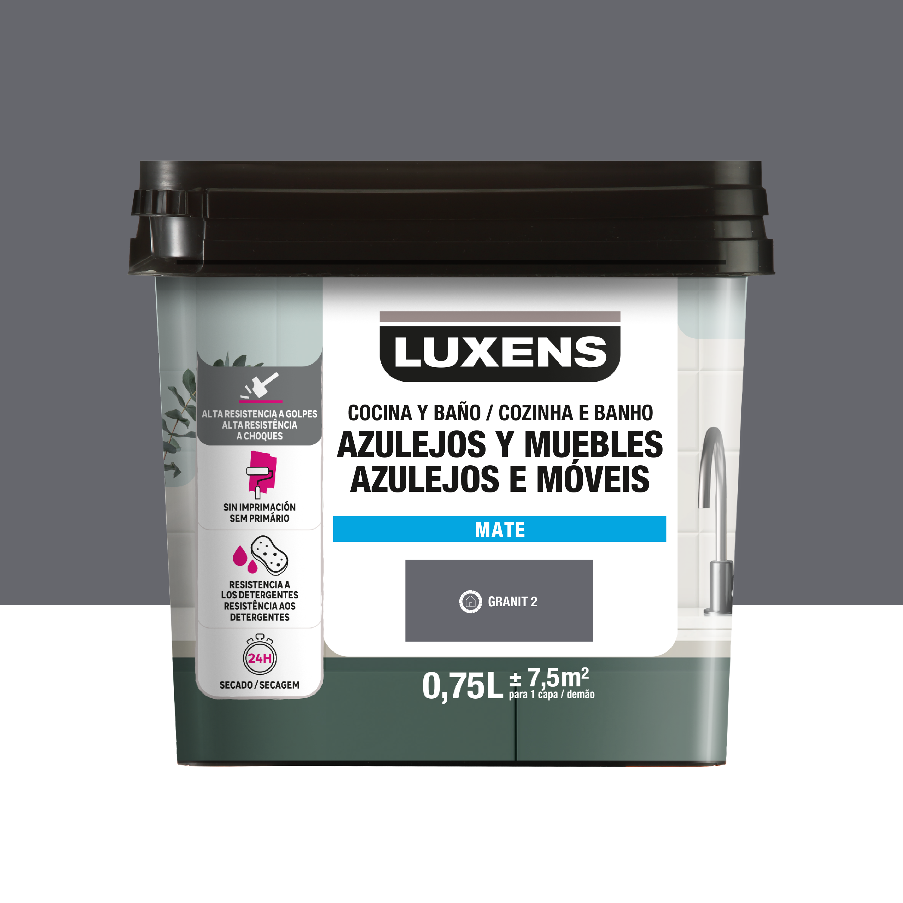 Esmalte muebles y azulejos de cocinas y baños mate luxens 750ml granit 2