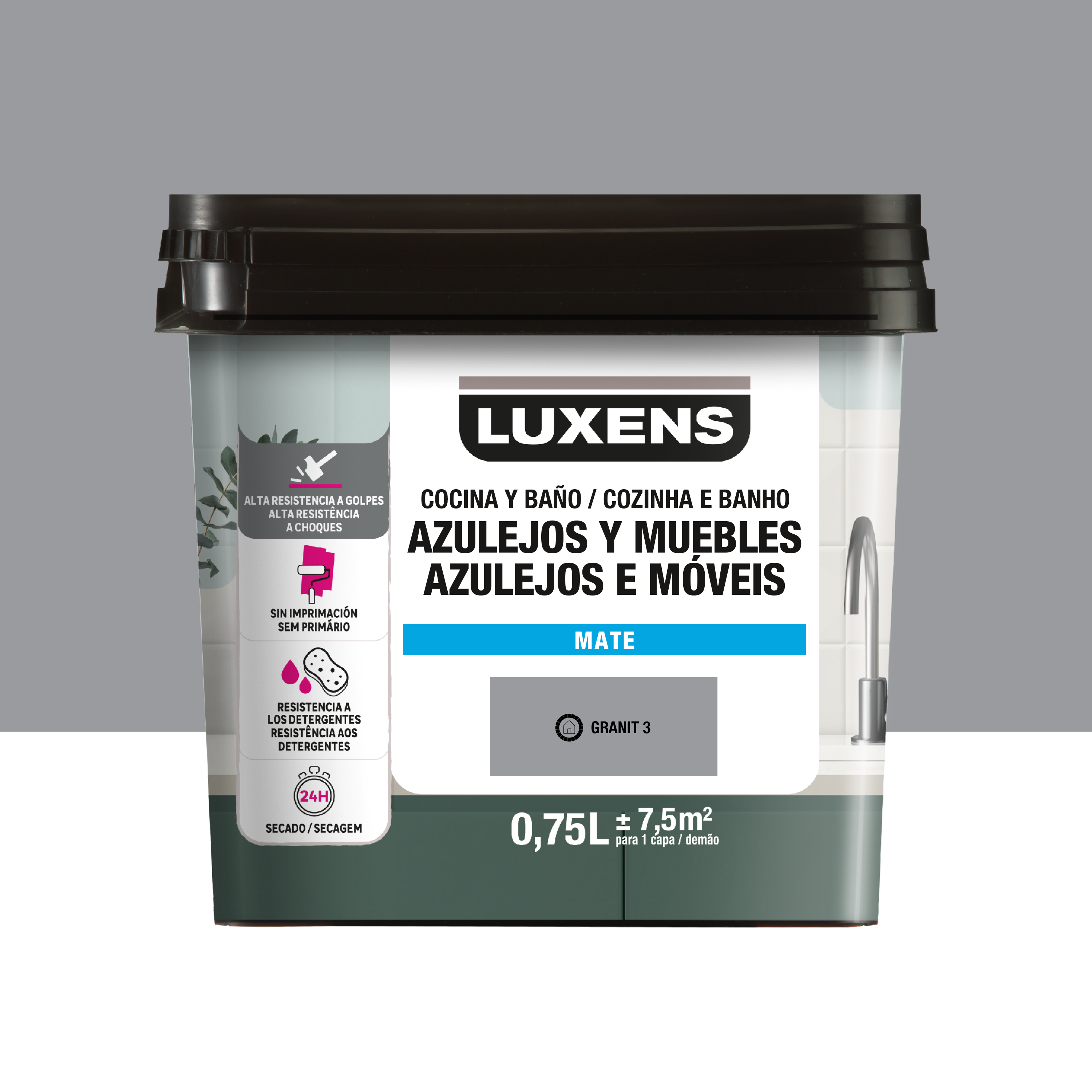 Esmalte muebles y azulejos de cocinas y baños mate luxens 750ml granit 3