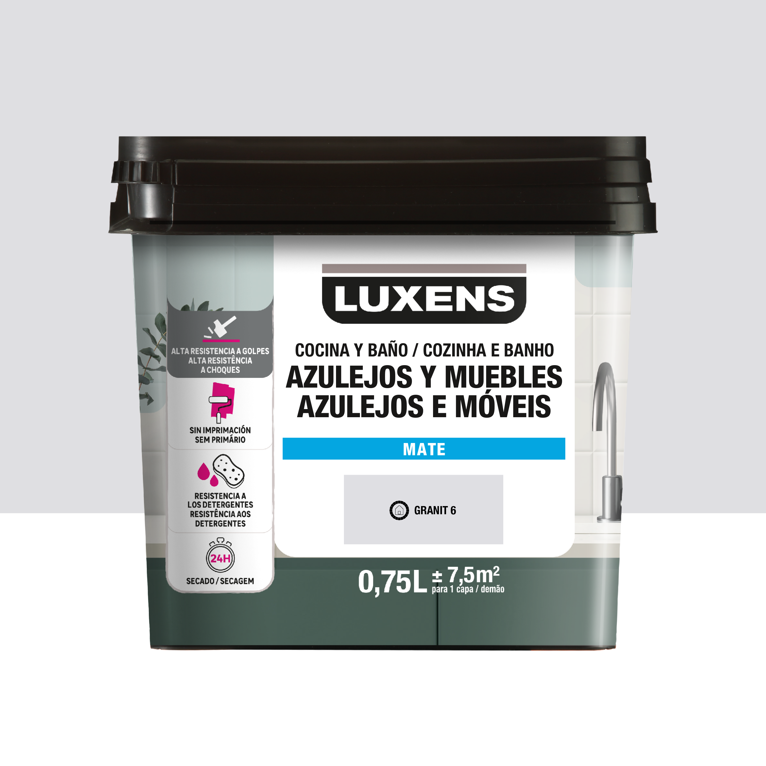 Esmalte muebles y azulejos de cocinas y baños mate luxens 750ml granit 6