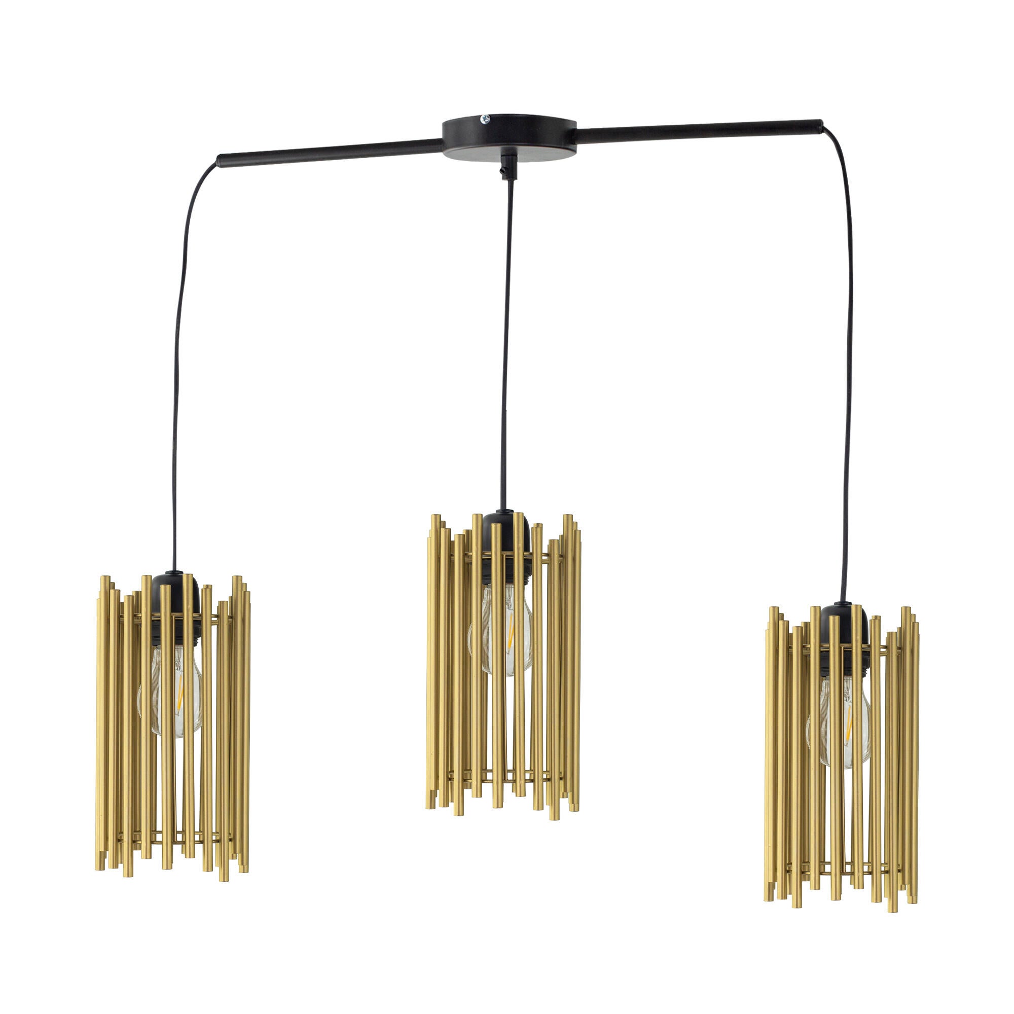 Lámpara de techo de acero dorada 3 luces e27 nubia ø70 cm