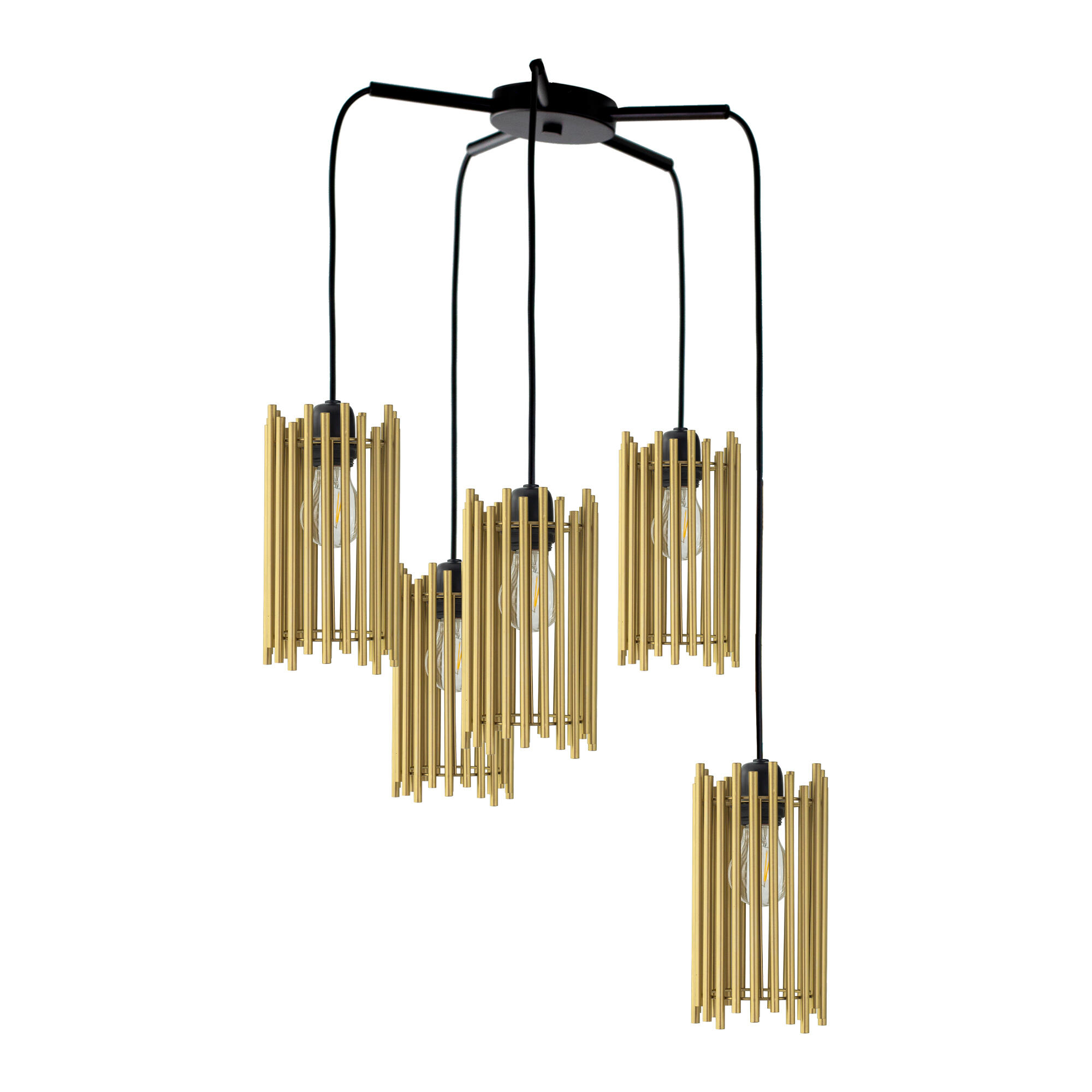 Lámpara de techo de acero dorada 5 luces e27 nubia ø60 cm