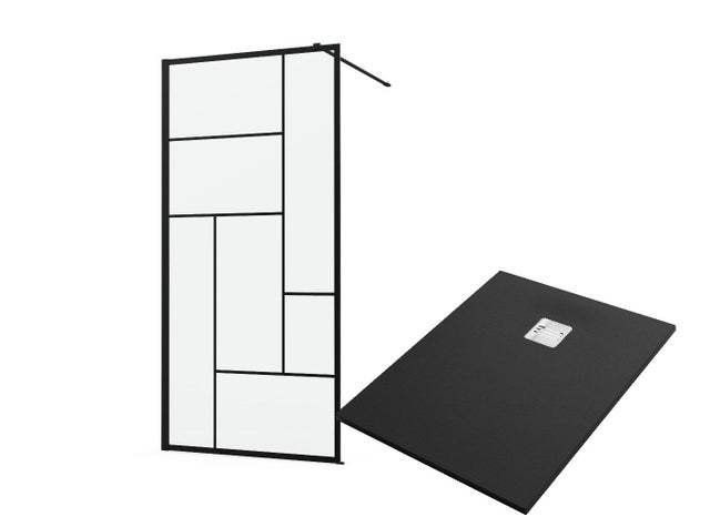 Conjunto painel + base de duche 80x100 cm preto Studio