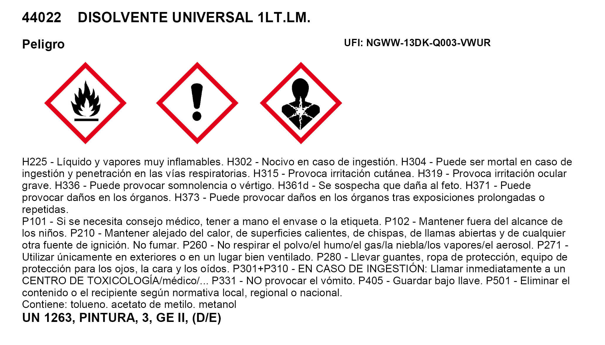 Disolvente universal EUROTEX 1L - 3