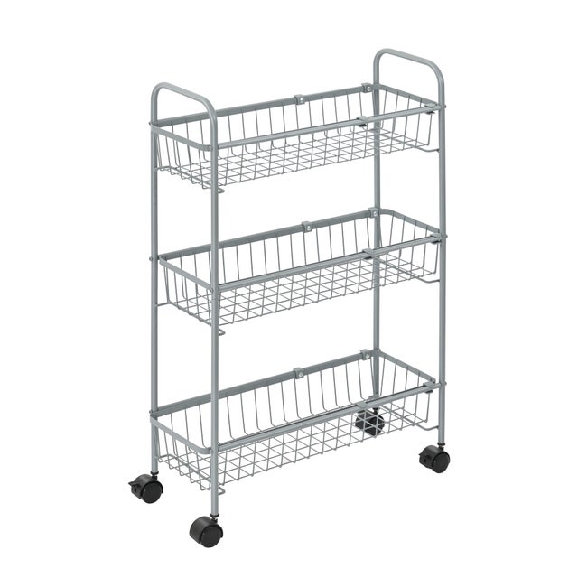 Carrinho para cozinha 4 rodas 3 cestos 50.4 x 20.2 x 80.8 cm cinza Delinia Eleki