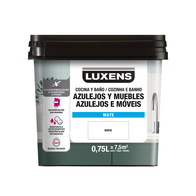 Tinta renovação cozinha e banho multisuperfícies White mate 0,75L Luxens