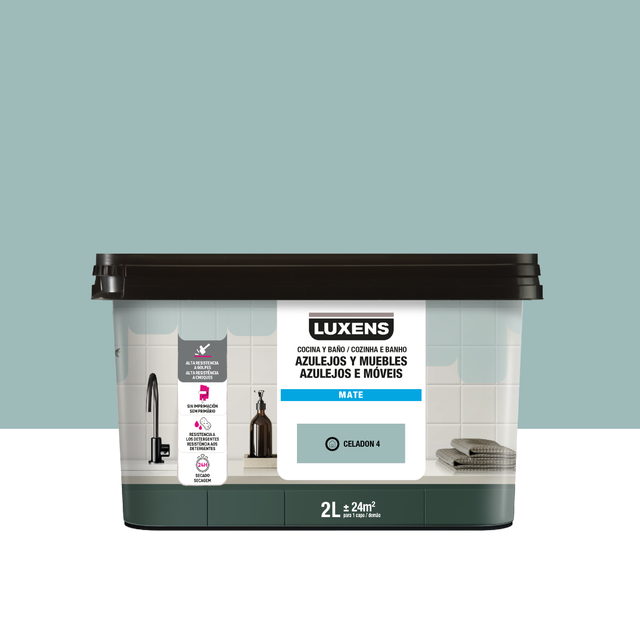 Tinta renovação cozinha banho multisuperfícies Celadon 4 mate 2L Luxens