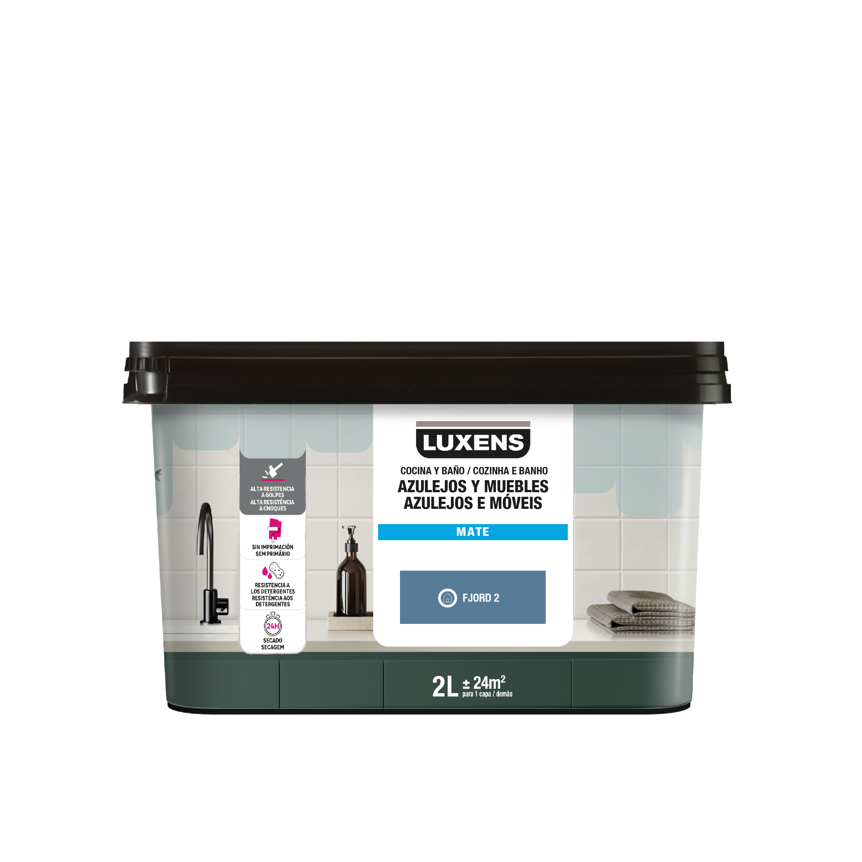 Esmalte de interior multimateriales cocinas y baños LUXENS color fjord 2 mate 2L para azulejos de pared - 2