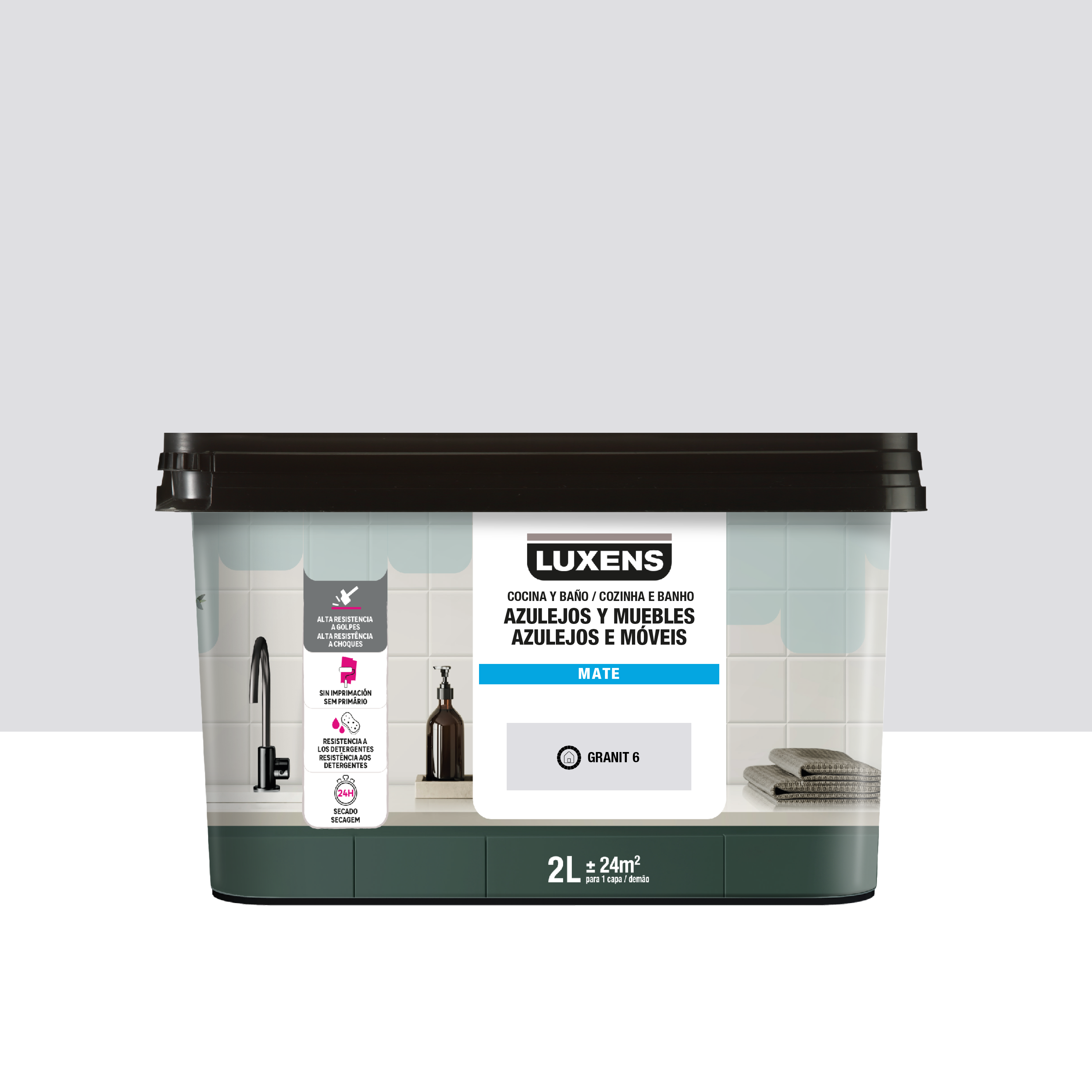 Esmalte muebles y azulejos de cocinas y baños mate luxens 2l granit 6