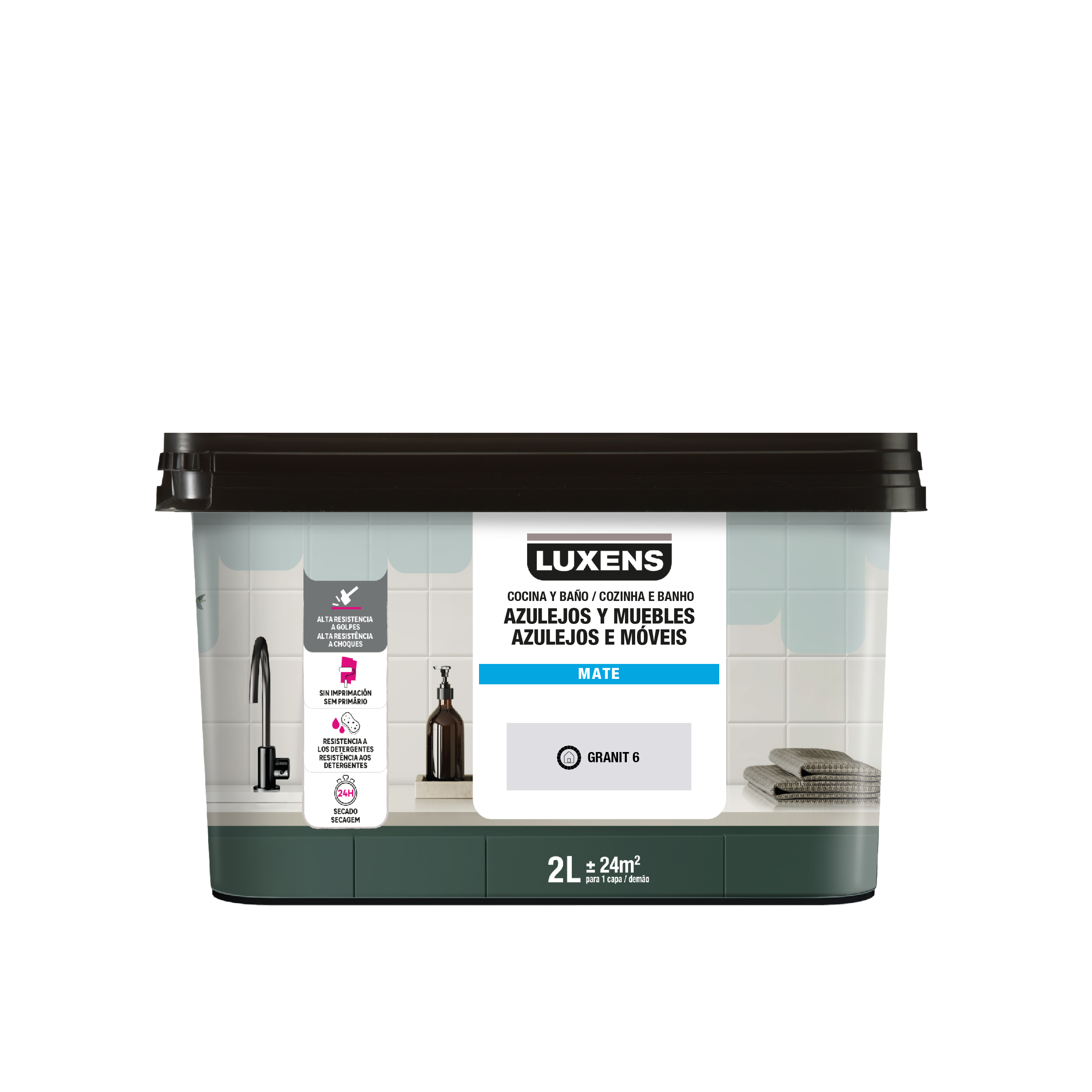 Tinta renovação cozinha banho multisuperfícies Granit 6 mate 2L Luxens - 3