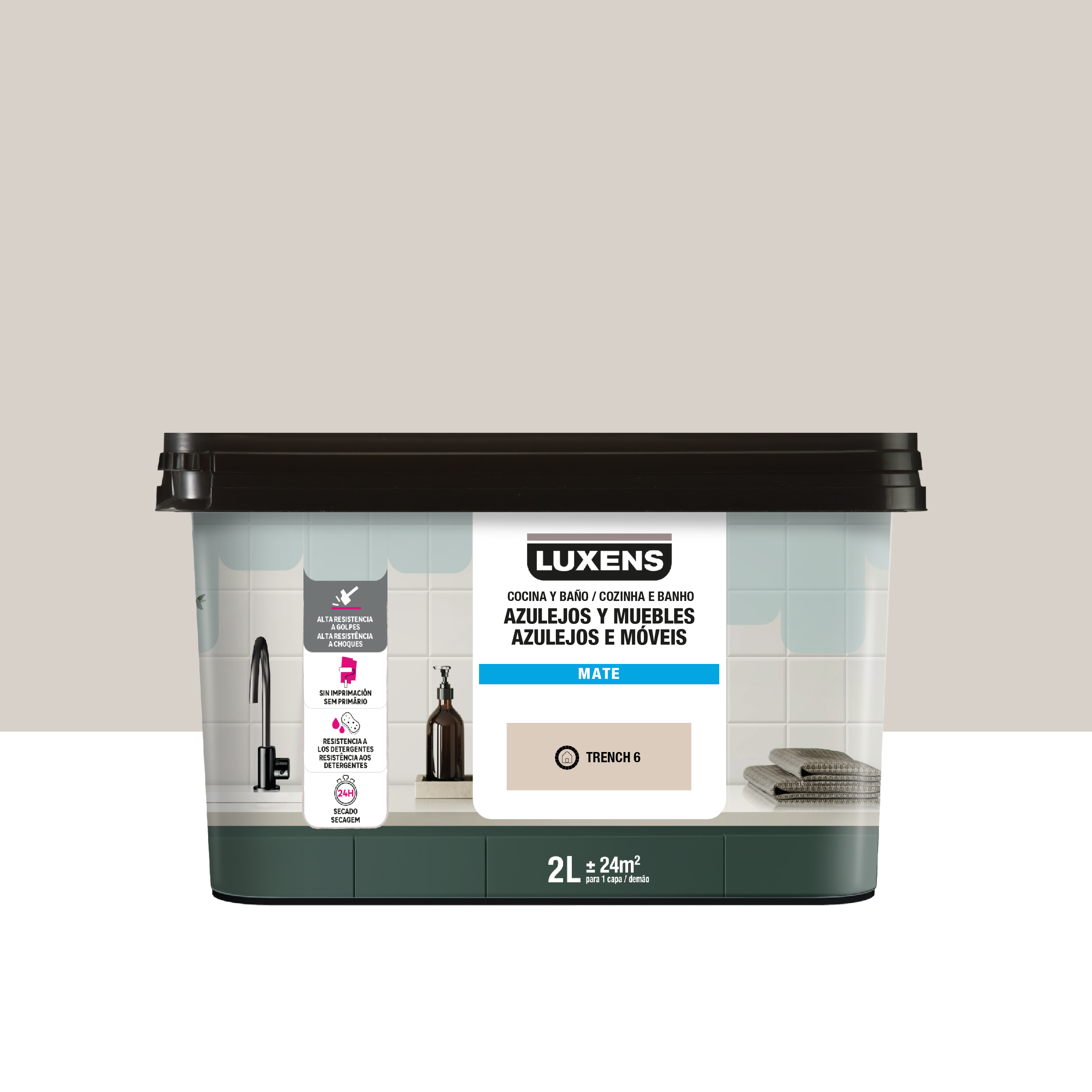 Esmalte muebles y azulejos de cocinas y baños mate luxens 2l trench 6