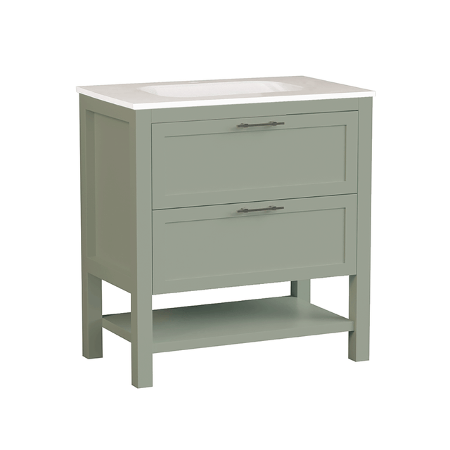 Meuble vasque 2t l.80 x H.85 x P.45cm vert Kende