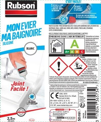 Mastic multiusage d'étanchéité Ft101 sanitaire RUBSON blanc, 280 ml - 7