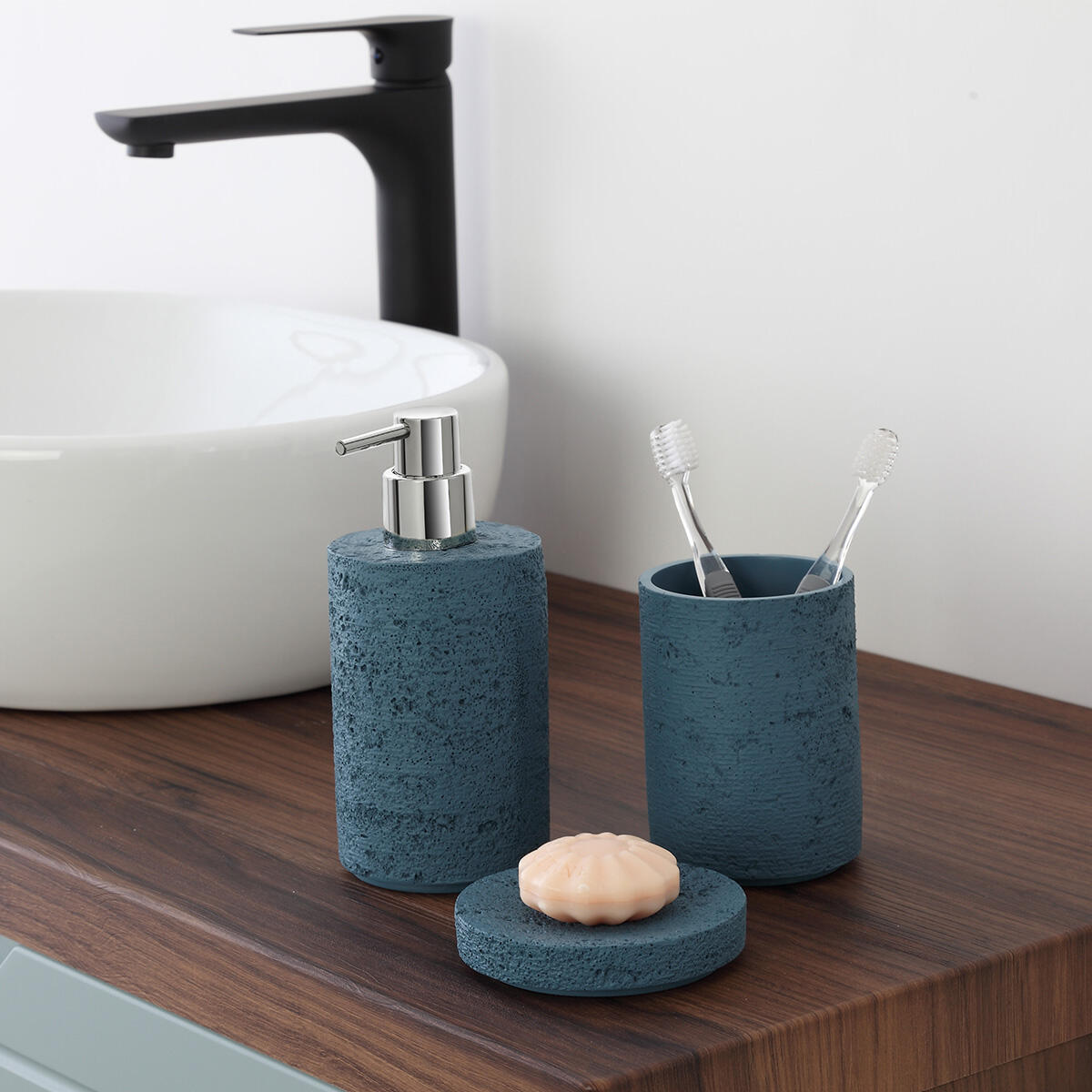 Dispenser sapone bianco linea Arizona in poliresina design moderno