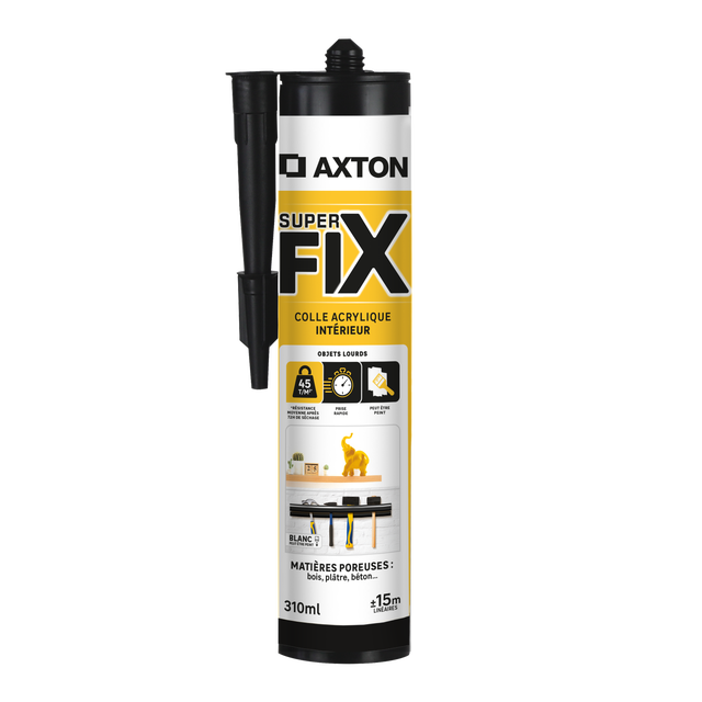 Colle de fixation pâte acrylique AXTON Superfix blanc, 310ml