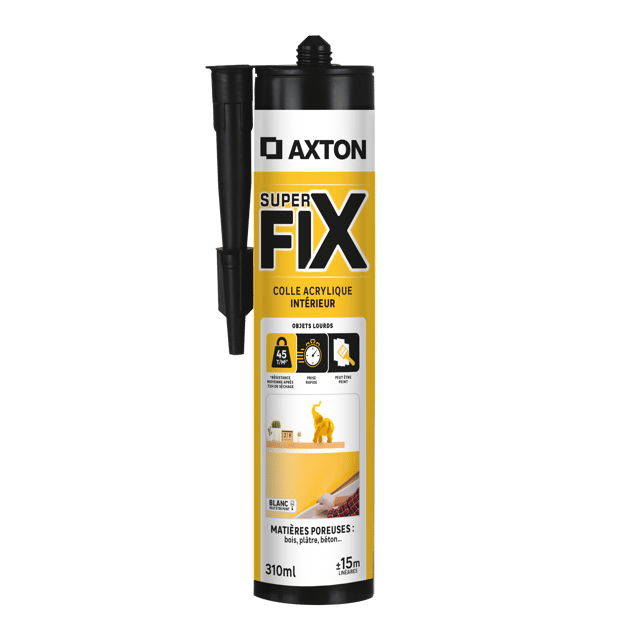 Colle de fixation pâte acrylique Super fix AXTON, 310ml blanc