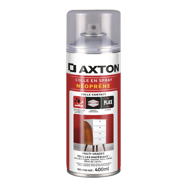 Colle d'assemblage spray néoprène AXTON Spray liquide jaune, 400ml