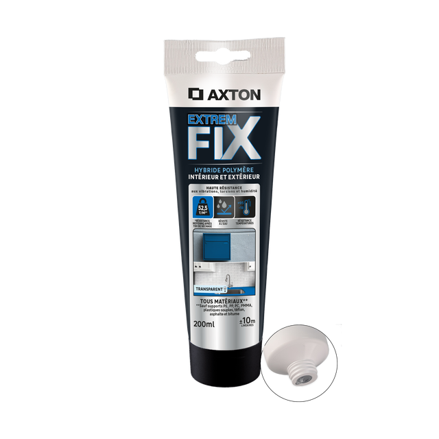 Colle de fixation pâte MS polymère Extremfix AXTON, 200ml transparent