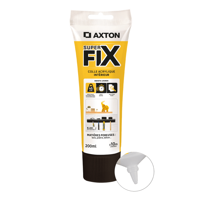 Colle de fixation pâte acrylique Superfix AXTON, 200ml blanc