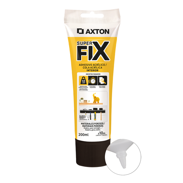 Adhesivo de montaje acrilico Super Fix AXTON 200 ml blanco