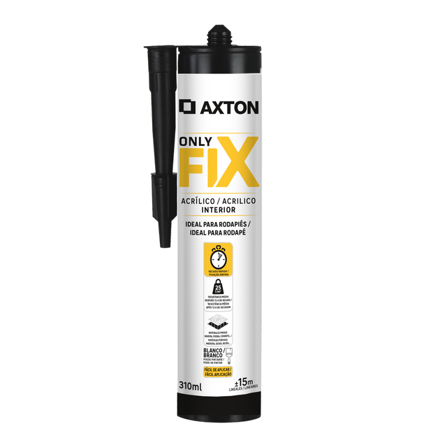 Adhesivo de montaje AXTON Onlyfix 310 ml blanco para madera, hormigón, aplicación con pistola, resiste a las torsiones. Para fijar un material a una superficie.